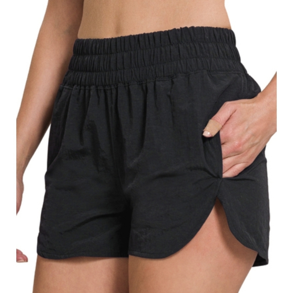 Black Windbreaker Running Shorts